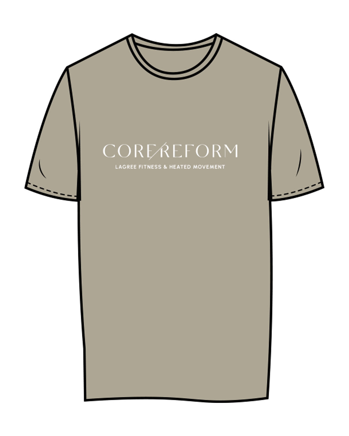 The Womens Tee - Mushroom - Core Reform - Center Chest & Back Stacked - Printed - White