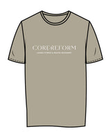 The Womens Tee - Mushroom - Core Reform - Center Chest & Back Stacked - Printed - White