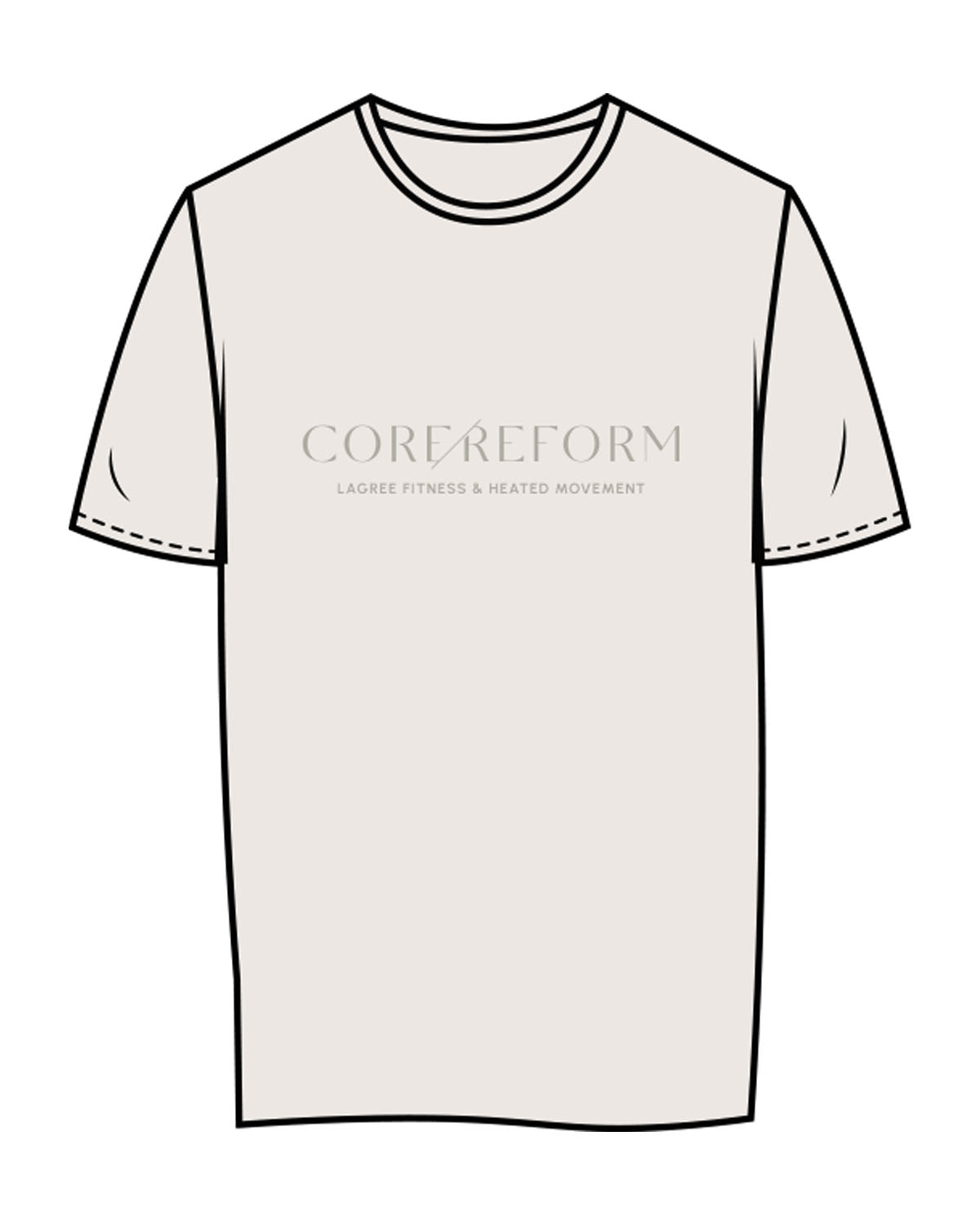 The Womens Tee - Bone - Core Reform - Center Chest & Back Stacked - Printed - Sage