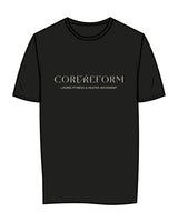 The Womens Tee - Black - Core Reform - Center Chest Stacked & Back Stacked - Printed - Ecru
