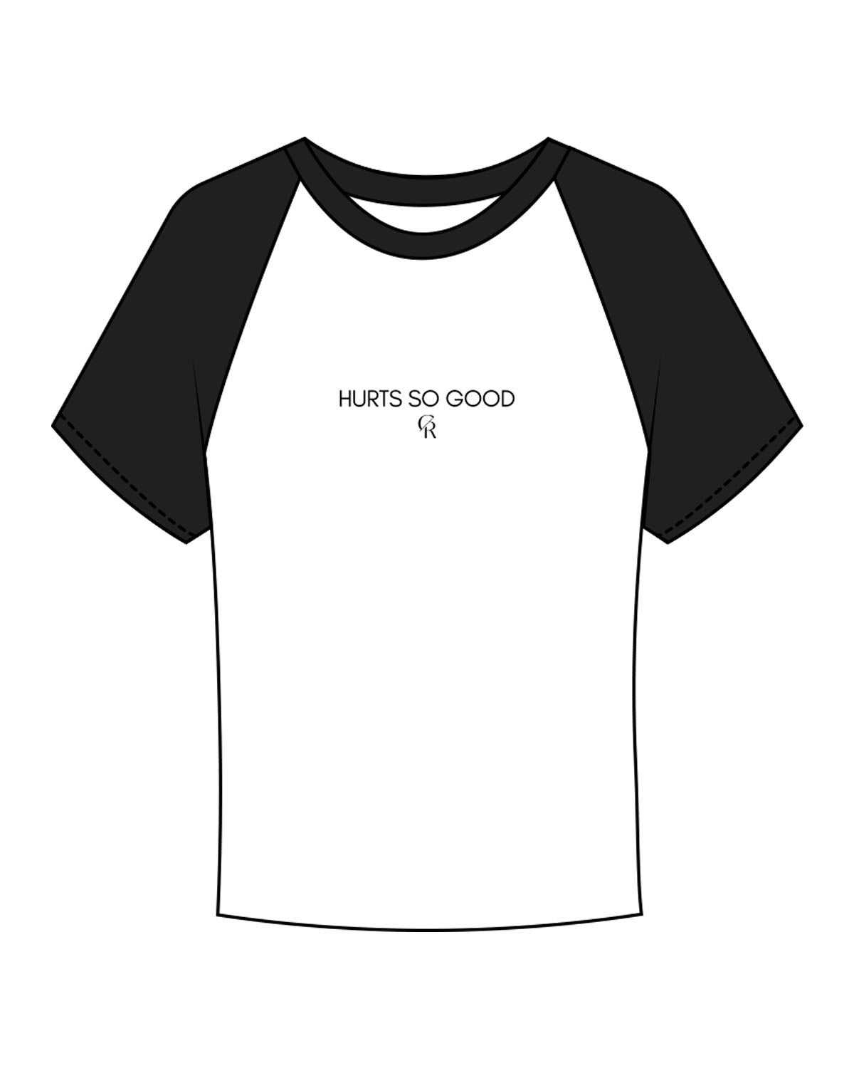 The Micro Rib Baby Tee - White / Black - Core Reform - Center Chest Stacked "HURTS" - Printed - Black