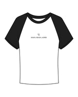 The Micro Rib Baby Tee - White / Black - Core Reform - Center Chest Stacked "HEALTH" - Printed - Black