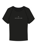 The Micro Rib Baby Tee - Black - Core Reform - Center Chest Stacked "HEALTH" - Printed - White