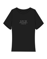 The Baby Tee - Black - Core Reform - Center Chest Stacked "SLOW" - Embroidered - White