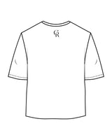 The Oversized Crop Tee - White - Core Reform - Center Chest Stacked & Back Neckline - Printed - Black