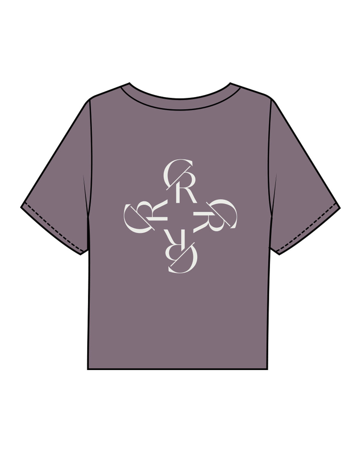 The Boxy Crop Tee - Mauve - Core Reform - Center Chest & Center Back - Printed - Ecru