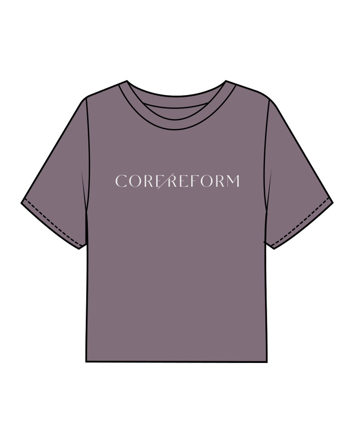 The Boxy Crop Tee - Mauve - Core Reform - Center Chest & Center Back - Printed - Ecru