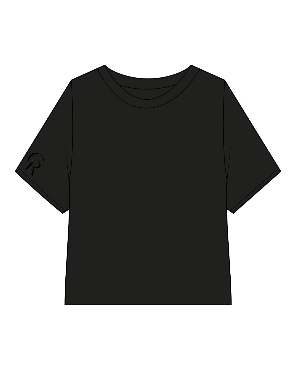The Crop Terry Tee - Black - Core Reform - Right Sleeve - Embroidered - Tone on Tone