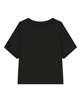 The Crop Terry Tee - Black - Core Reform - Right Sleeve - Embroidered - Tone on Tone