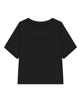 The Crop Terry Tee - Black - Core Reform - Center Chest - Embroidered - Tone on Tone