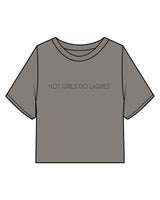 The Heavyweight Crop Tee - Washed Gray - Core Reform - Center Chest "HOT GIRLS" & Back Neckline - Printed - Tone on Tone