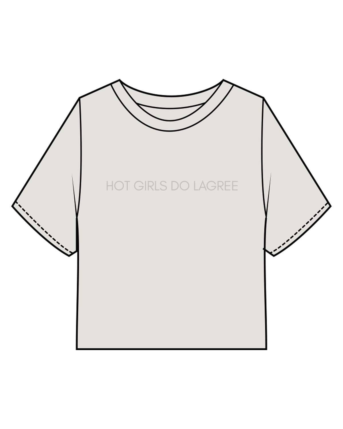 The Heavyweight Crop Tee - Washed Bone - Core Reform - Center Chest "HOT GIRLS"  & Back Neckline - Pritned - Tone on Tone