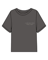 The Midweight Crop Tee - Pepper - Core Reform - Left Chest Stacked - Printed - Sage
