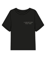 The Midweight Crop Tee - Black - Core Reform - Left Chest Stacked - Printed - Khaki