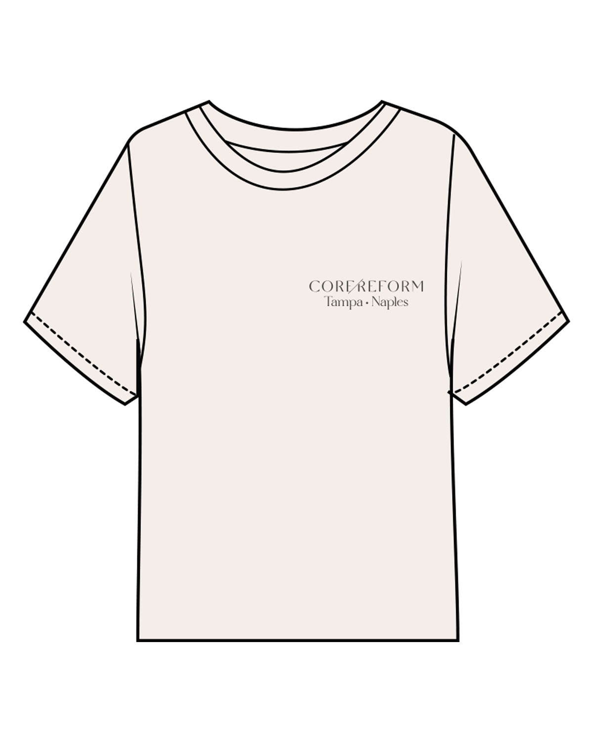The Midweight Crop Tee - Ivory - Core Reform - Left Chest Stacked - Printed - Iron