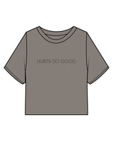 The Heavyweight Crop Tee - Washed Gray - Core Reform - Center Chest "HURTS" & Back Neckline - Printed - Tone on Tone