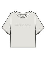 The Heavyweight Crop Tee - Washed Bone - Core Reform - Center Chest "HURTS"  & Back Neckline - Pritned - Tone on Tone