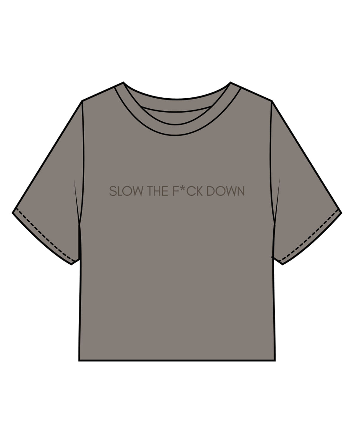 The Heavyweight Crop Tee - Washed Gray - Core Reform - Center Chest "SLOW" & Back Neckline - Printed - Tone on Tone