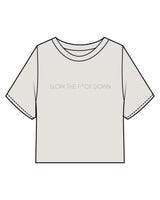 The Heavyweight Crop Tee - Washed Bone - Core Reform - Center Chest "SLOW"  & Back Neckline - Pritned - Tone on Tone