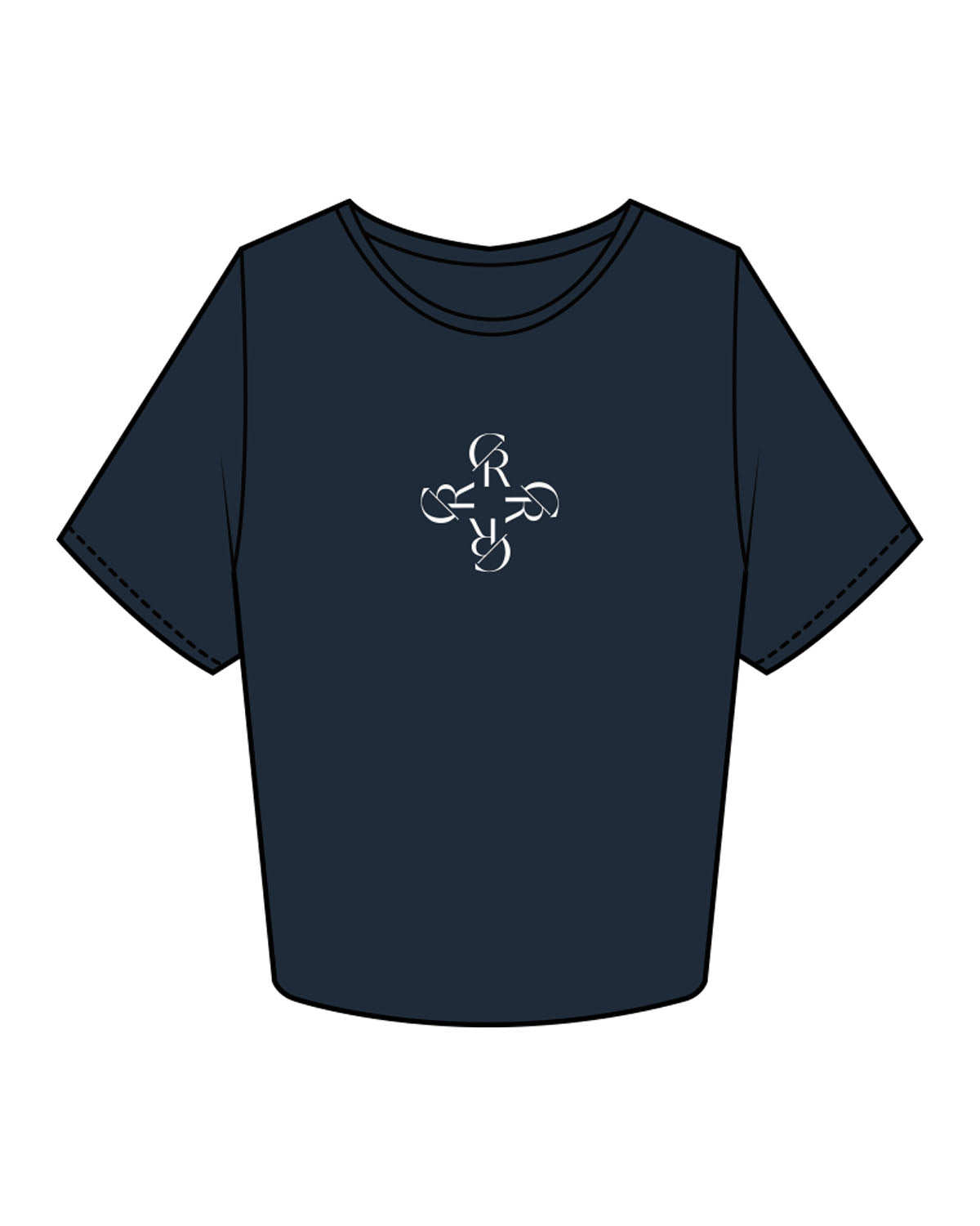The Crop Tee - Navy - Core Reform - Center Chest - Printed - White