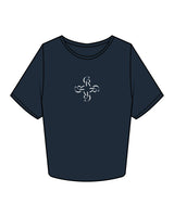 The Crop Tee - Navy - Core Reform - Center Chest - Printed - White