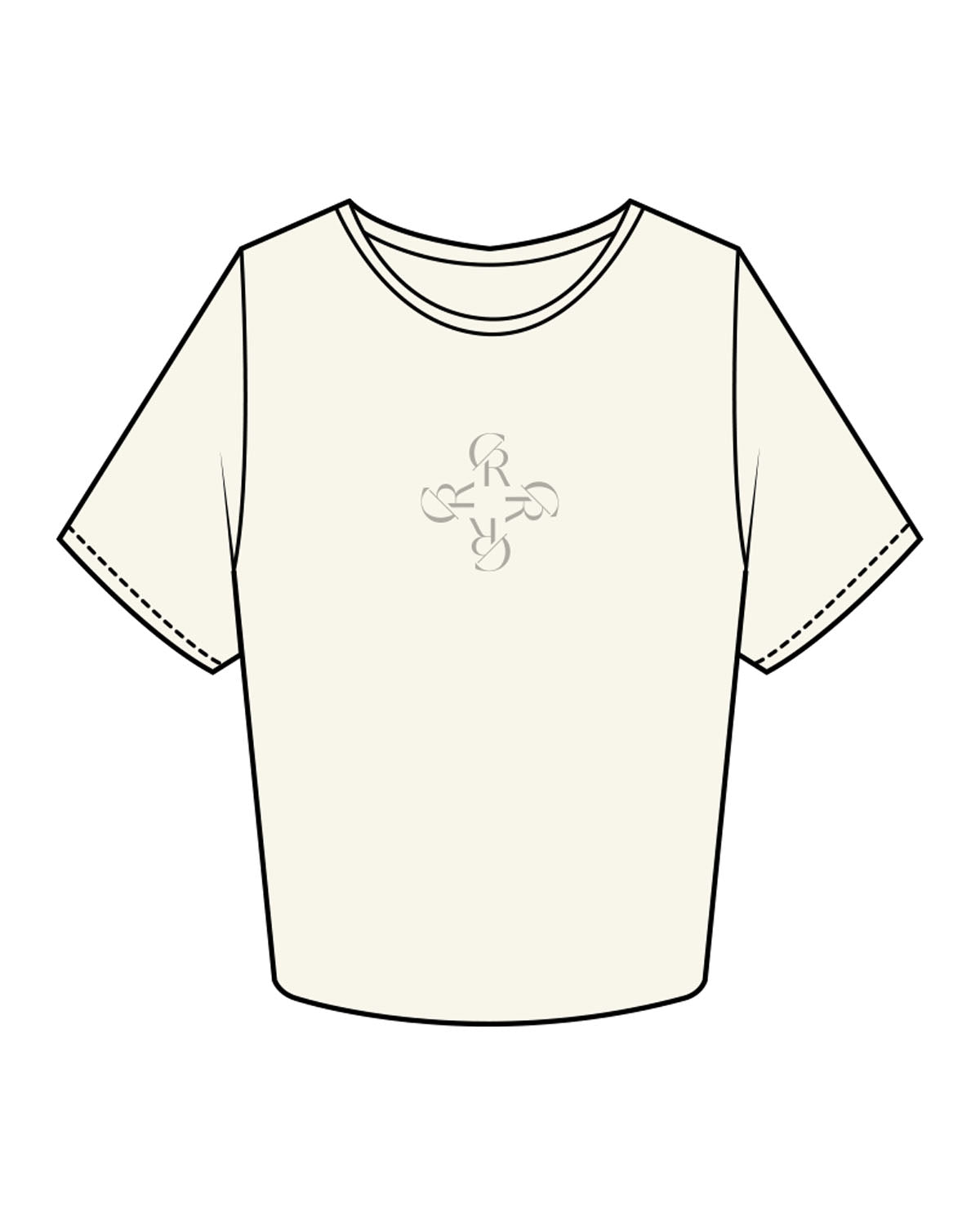 The Crop Tee - Off White - Core Reform - Center Chest - Printed - Sage