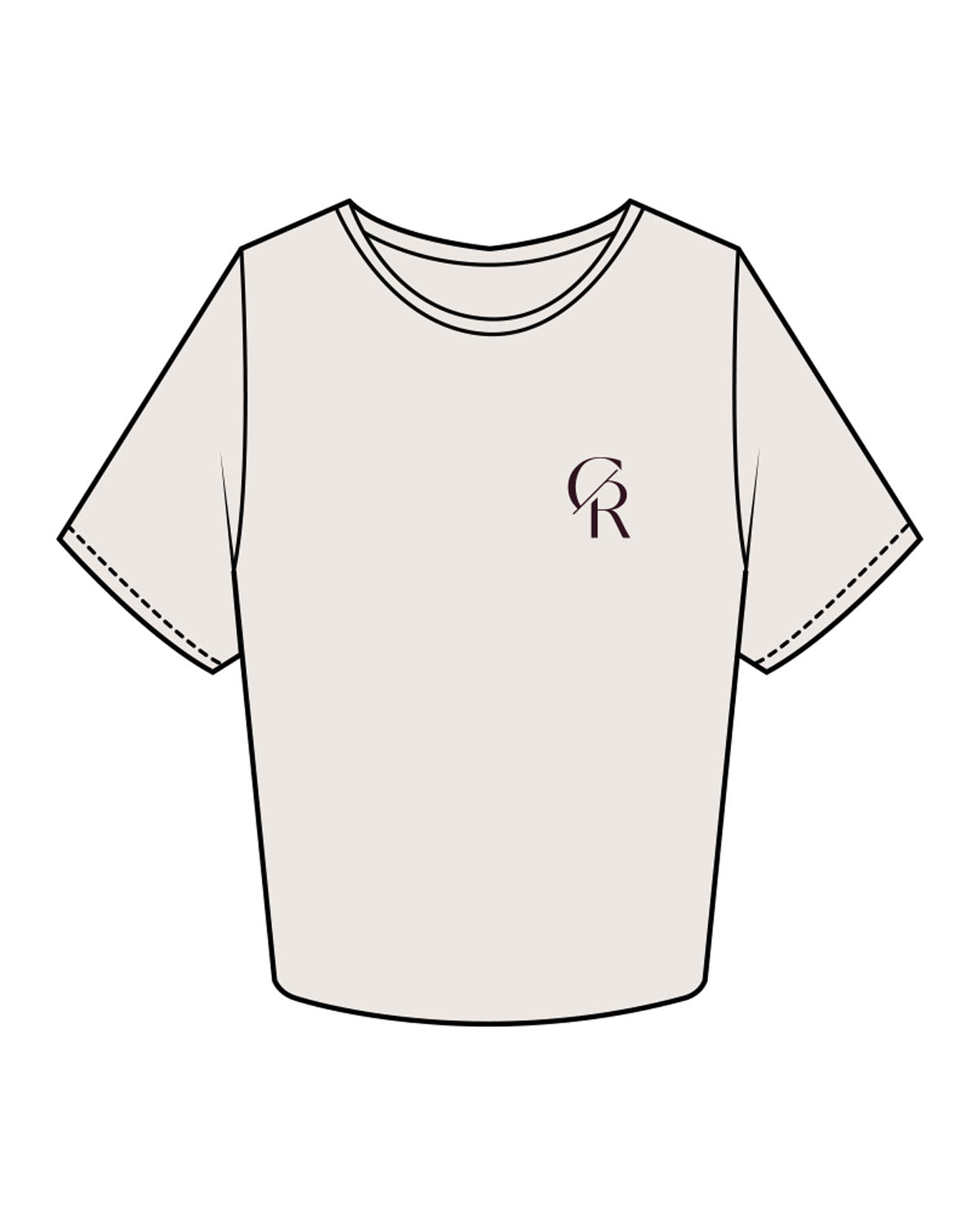 The Crop Tee - Bone - Core Reform - Left Chest - Printed - Eggplant