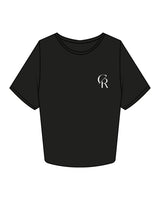 The Crop Tee - Black - Core Reform - Left Chest - Printed - White