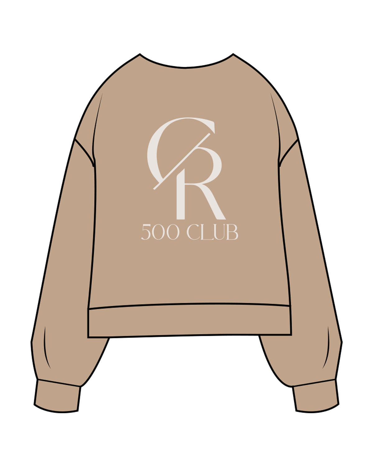 The Womens Sueded Crewneck - Tan - Core Reform - Center Chest & Back Stacked - Printed - Off White