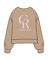 The Womens Sueded Crewneck - Tan - Core Reform - Center Chest & Back Stacked - Printed - Off White