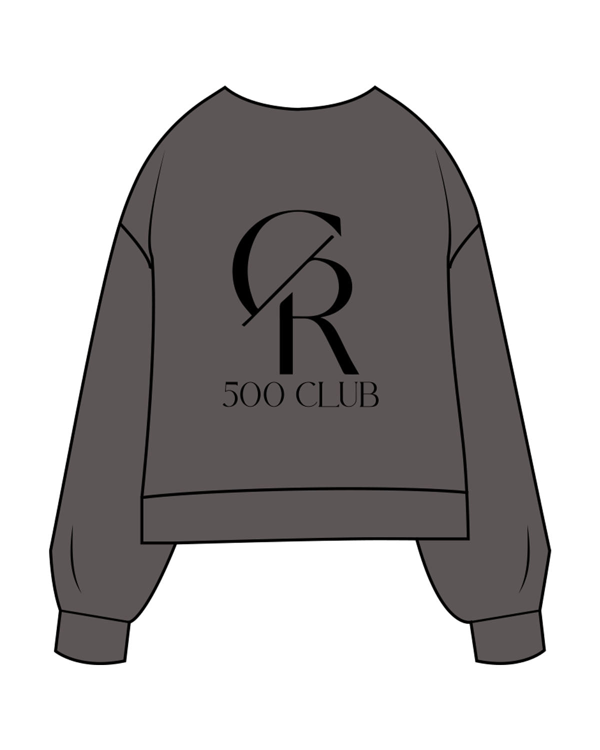 The Womens Sueded Crewneck - Gunmetal - Core Reform - Center Chest & Back Stacked - Printed - Black