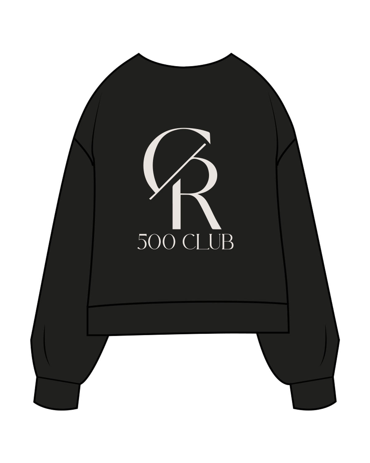 The Womens Sueded Crewneck - Black - Core Reform - Center Chest & Back Stacked - Printed - White