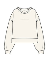 The Womens Heavyweight Crop - Off White - Core Reform - Center Chest & Back Neckline - Printed - Tone on Tone