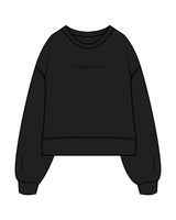The Womens Heavyweight Crop - Black - Center Chest & Back Neckline - Printed - Tone on Tone