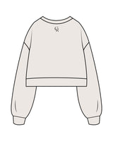 The Womens Crop Crewneck - Bone - Core Reform - Center Chest & Back Neckline - Printed - Black