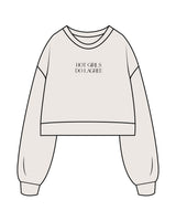 The Womens Crop Crewneck - Bone - Core Reform - Center Chest & Back Neckline - Printed - Black