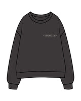 The Womens Crewneck - Washed Black - Core Reform - Left Chest Stacked - Printed - Washed Bone