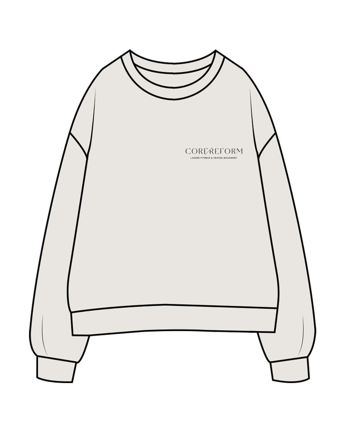 The Mens Crewneck - Washed Bone - Core Reform - Left Chest Stacked - Printed - Washed Black
