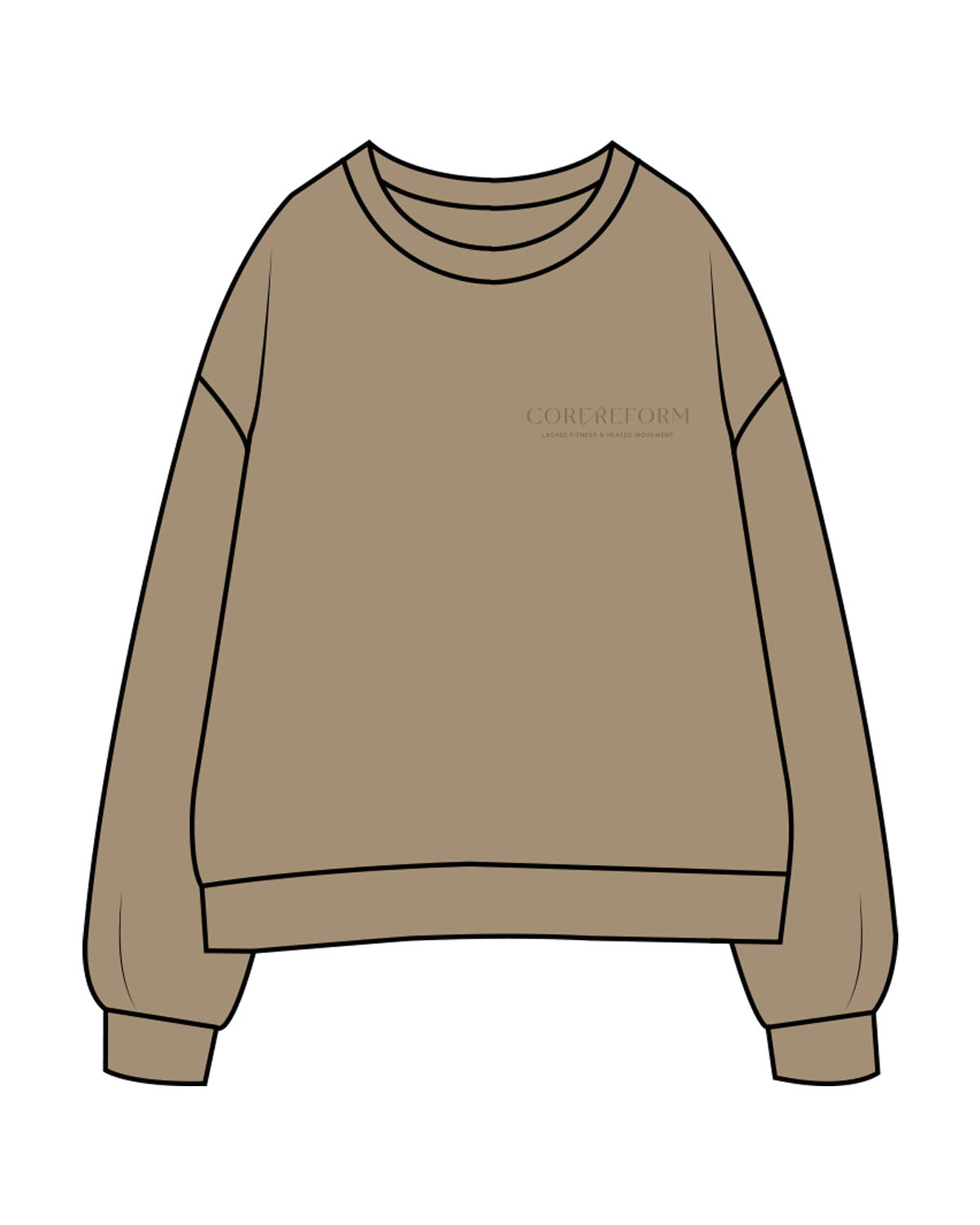 The Mens Crewneck - Sand - Core Reform - Left Chest Stacked - Printed - Tone on Tone