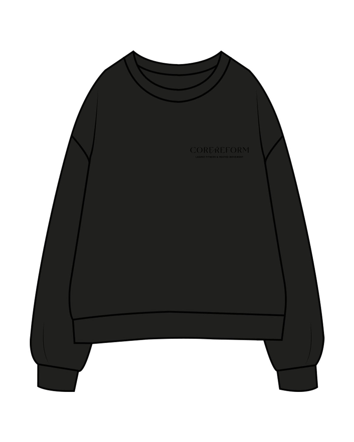 The Mens Crewneck - Black - Core Reform - Left Chest Stacked - Printed - Tone on Tone