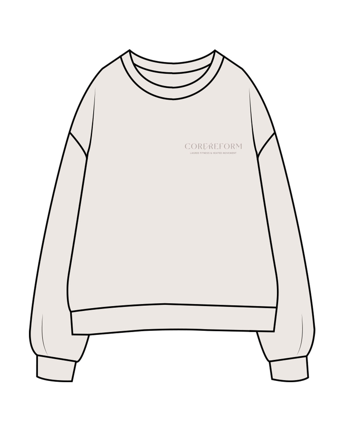 The Womens Crewneck - Bone - Core Reform - Left Chest Stacked - Printed - Tone on Tone