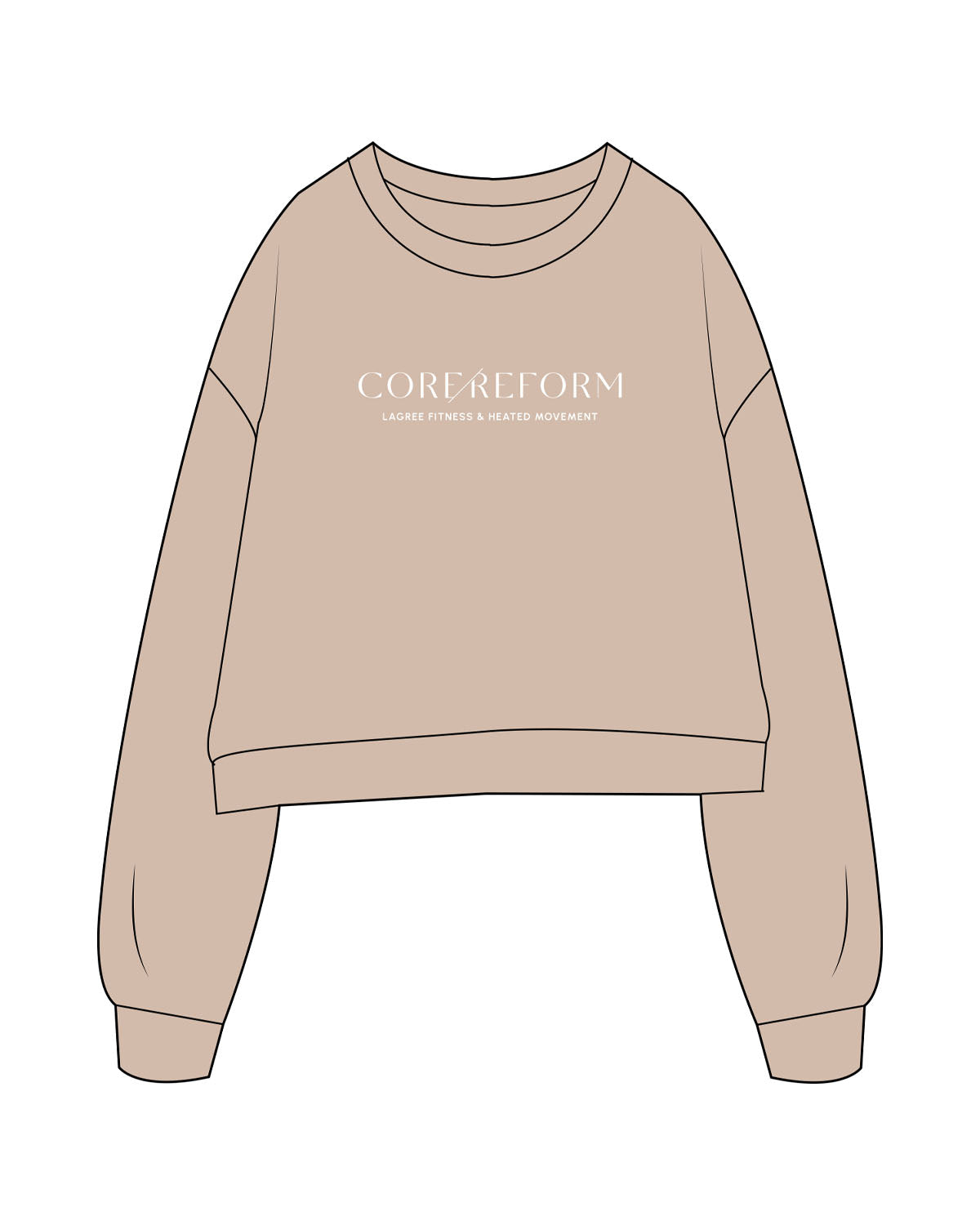 The Studio Crop - Taupe - Core Reform - Center Chest Stacked - Printed - White