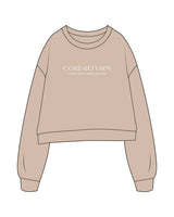 The Studio Crop - Taupe - Core Reform - Center Chest Stacked - Printed - White