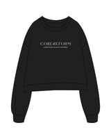 The Studio Crop - Black - Core Reform - Center Chest Stacked - Printed - White