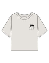 The Heavyweight Crop Tee - Washed Bone - Powerhouse Fitness - Left Chest & Back Stacked - Printed - Black