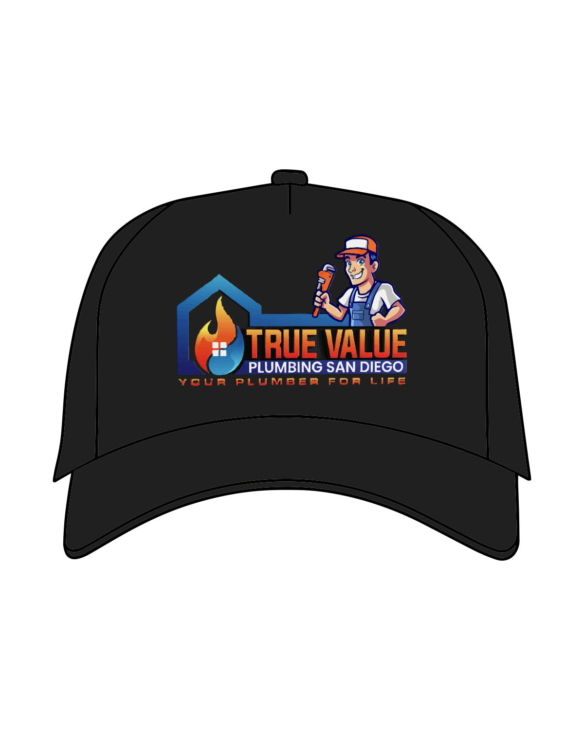 The Canvas Cap - Black - True Value Plumbing - Center Crown Stacked - Printed - Full Color