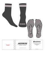 The 3/4 Crew Sock - Dark Heather Grey - Jazzercise - 2 Strips & Toe Logo - Pink - Heart Shape Grip - Pink