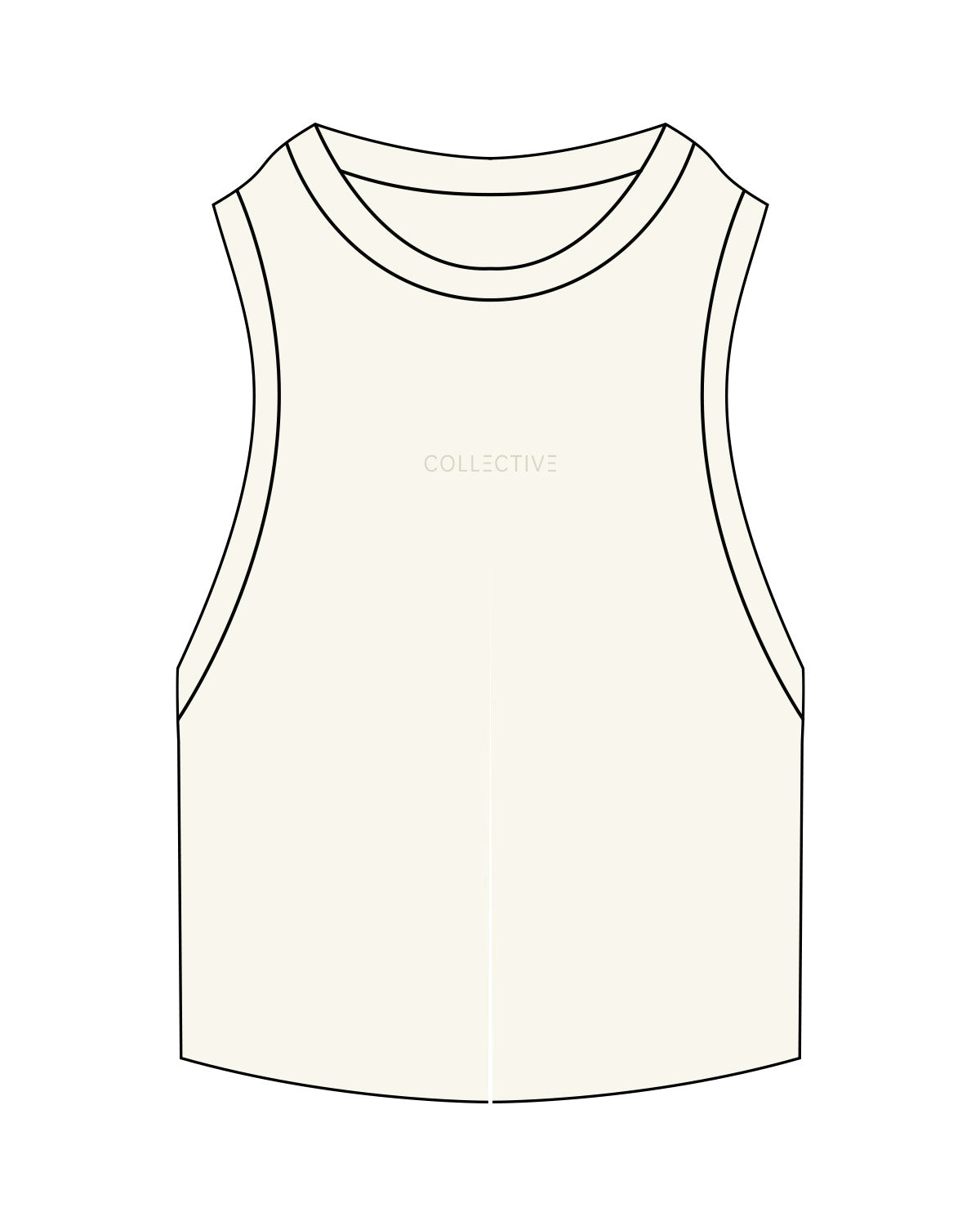 The Ribbed Crop Tank - Off White - Collective Studios - Center Chest - "Collective" - Embroidered - Tone on Tone