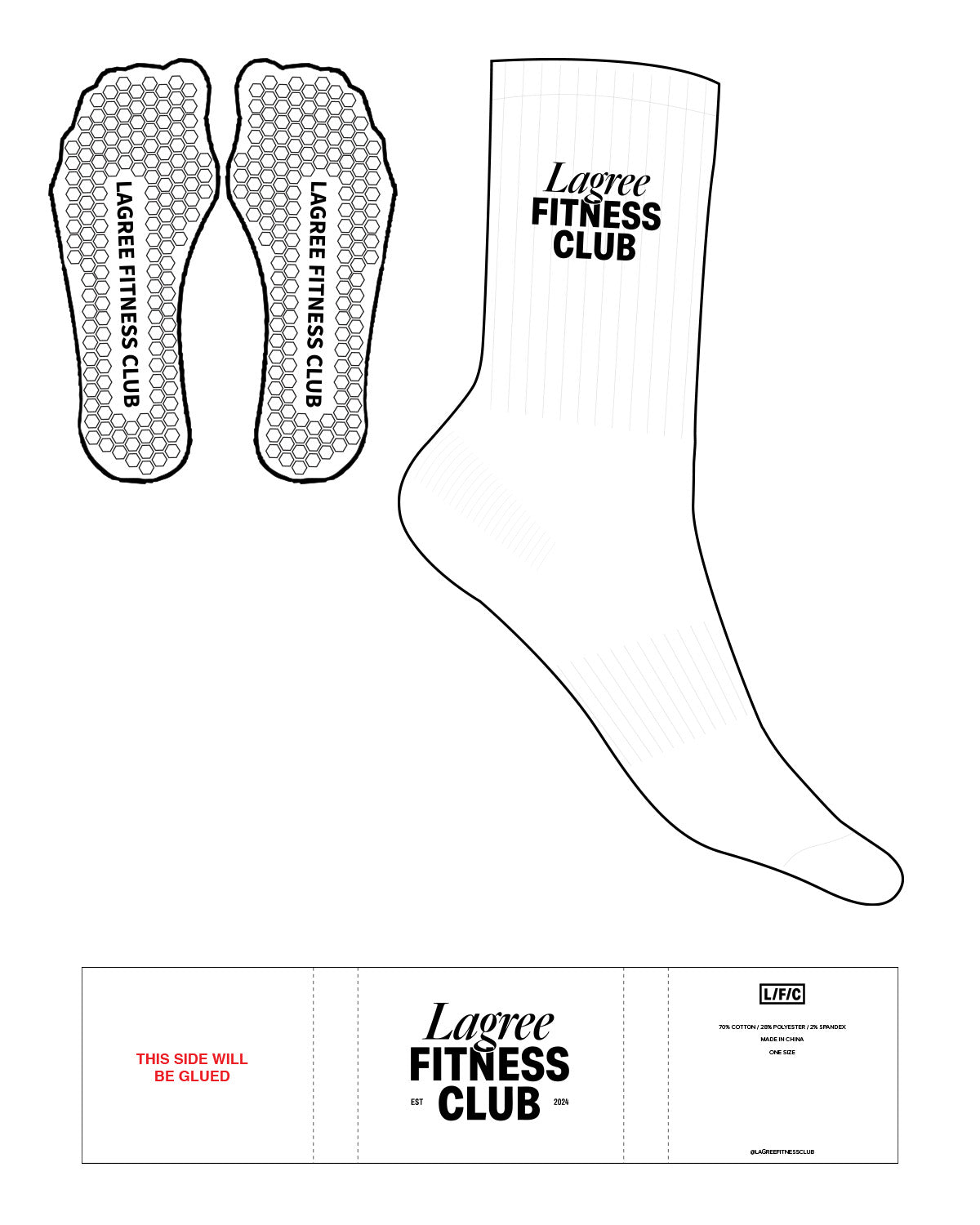 The Crew Sock - White - LFC - Top Logo - Black - Hexagon Shape Grip - Black