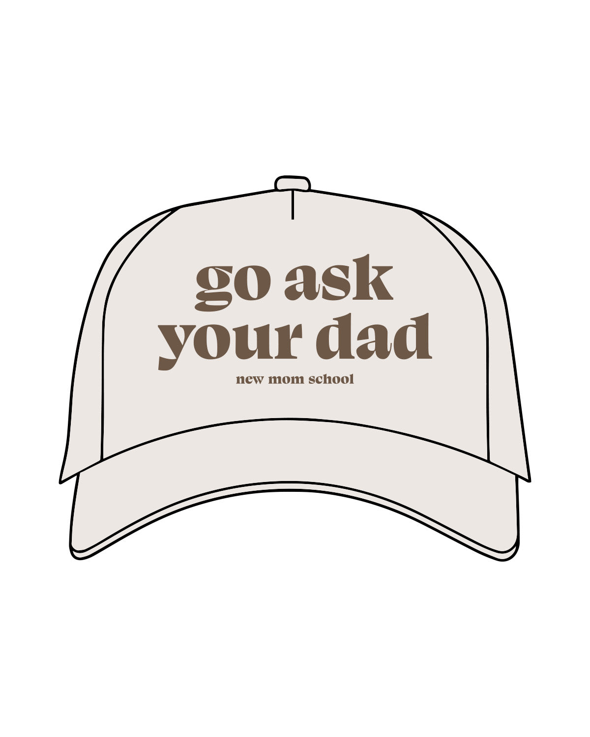 The Canvas Cap - Bone - New Mom School - Crown Stacked - Embroidered - Walnut